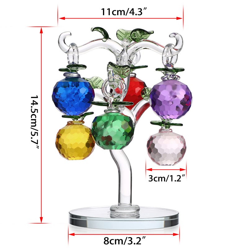 OwnMy Crystal Apple Tree Ornament Artificial Apple Tree Figurine Decorative Apple Tree Collectible  Glass Apple Tree Paperweight Table Decoration Centerpiece for Living Room Home Office Birthday Gift - Image 3