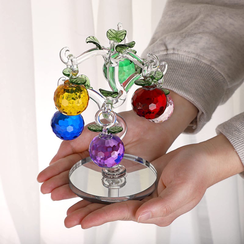 OwnMy Crystal Apple Tree Ornament Artificial Apple Tree Figurine Decorative Apple Tree Collectible  Glass Apple Tree Paperweight Table Decoration Centerpiece for Living Room Home Office Birthday Gift - Image 5