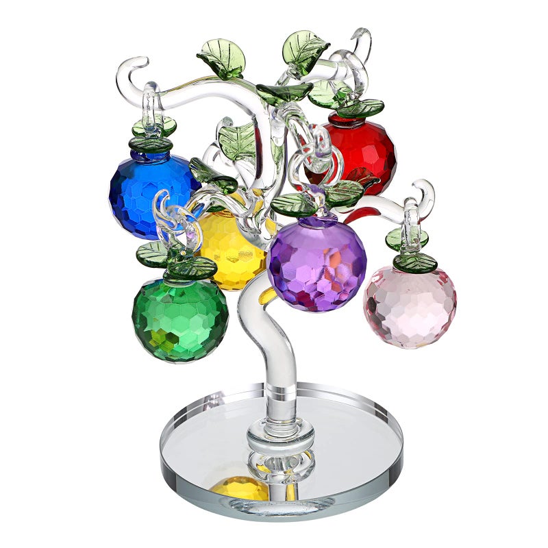OwnMy Crystal Apple Tree Ornament Artificial Apple Tree Figurine Decorative Apple Tree Collectible  Glass Apple Tree Paperweight Table Decoration Centerpiece for Living Room Home Office Birthday Gift - Image 1