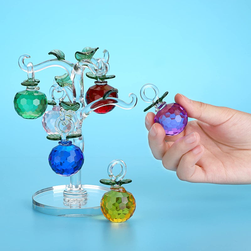 OwnMy Crystal Apple Tree Ornament Artificial Apple Tree Figurine Decorative Apple Tree Collectible  Glass Apple Tree Paperweight Table Decoration Centerpiece for Living Room Home Office Birthday Gift - Image 2