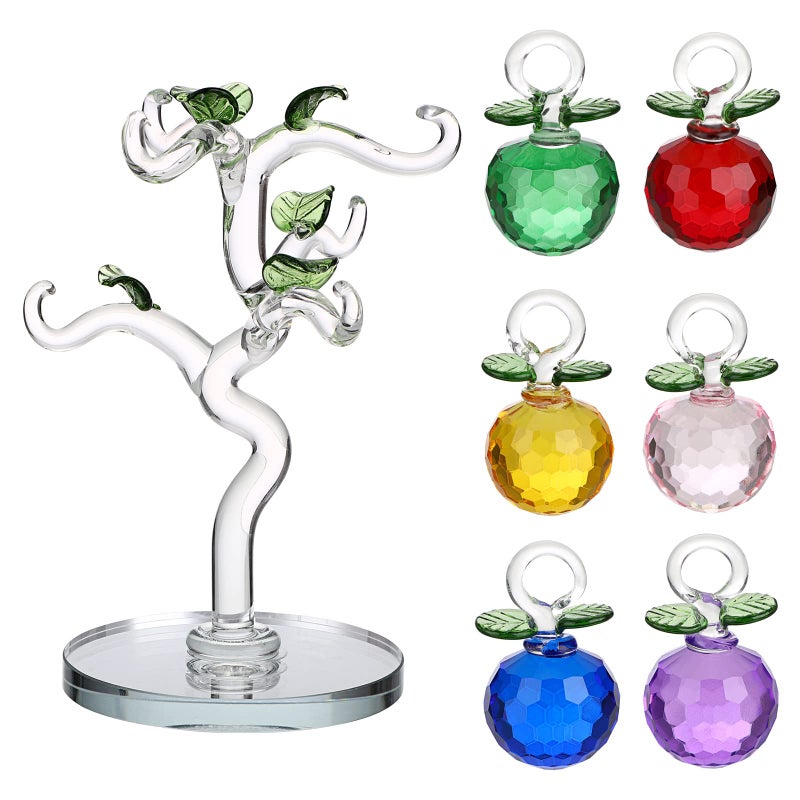 OwnMy Crystal Apple Tree Ornament Artificial Apple Tree Figurine Decorative Apple Tree Collectible  Glass Apple Tree Paperweight Table Decoration Centerpiece for Living Room Home Office Birthday Gift - Image 4