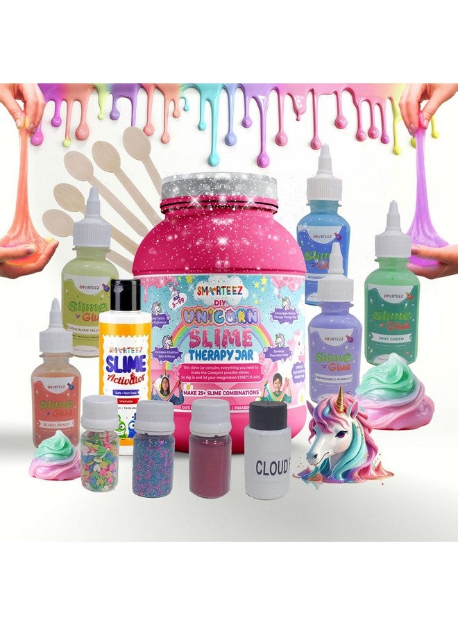 SMARTEEZ Unicorn Slime Therapy Jar | Unicorn Slime Kit | Slime Making Kit | 25+ Slime Batches | Glow In Dark Slime | Metallic Slime | Cloud Slime | Non Toxic | Safe | Kid Friendly | Jelly Putty Toys - Image 1