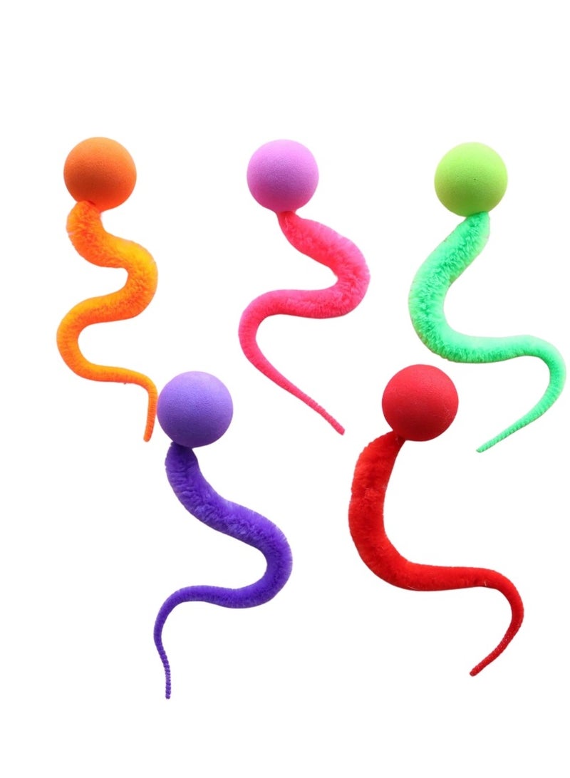 5 pieces Elastic Caterpillar Cat Toys for Active Fun Colorful and Safe Cat Chew Toys - Image 2