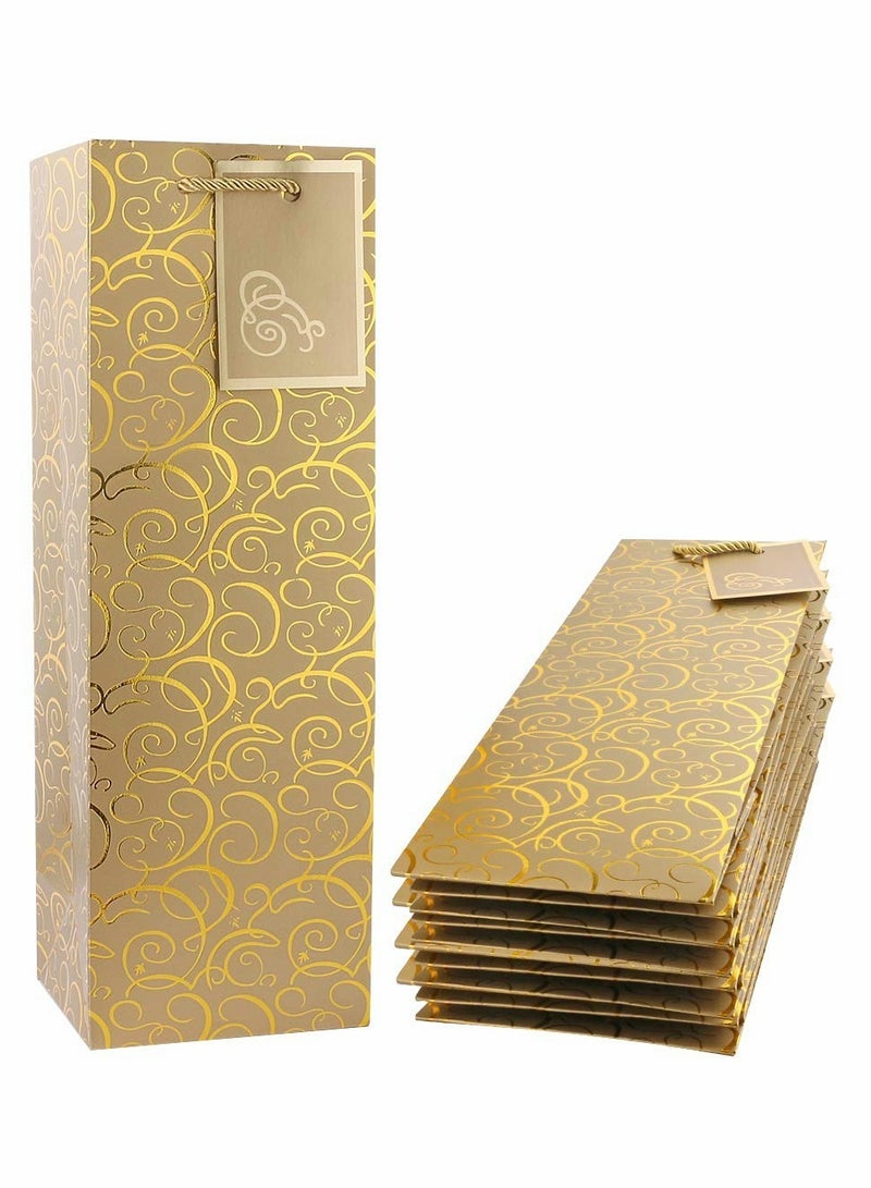 12 Pack  Gift Bags for Single Bottle Red  Stylish Kraft Tote Bags - Image 1