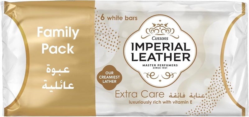 Imperial Leather Extra Care Soap Family Pack - 6 White Bars (125g each) - Image 1