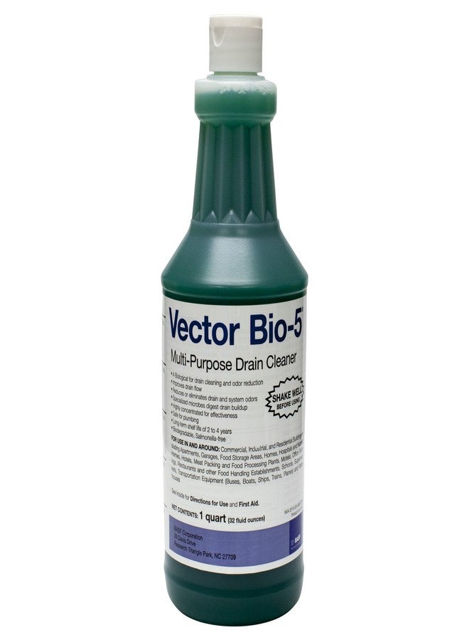 BASF Bio-5 Multi-Purpose Biological Drain Cleaner, Industrial Strength for Clogs, Organic Buildup, Odors, Improves Flow, Eliminates Gnats & Flies, Plumbing Safe, Biodegradable, 32 oz