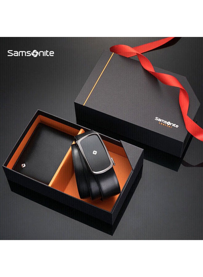 Samsonite Men's Leather Belt With Automatic Buckle, High-end Cowhide Waistband Gift Box, New Year Present Tk2 - Image 1