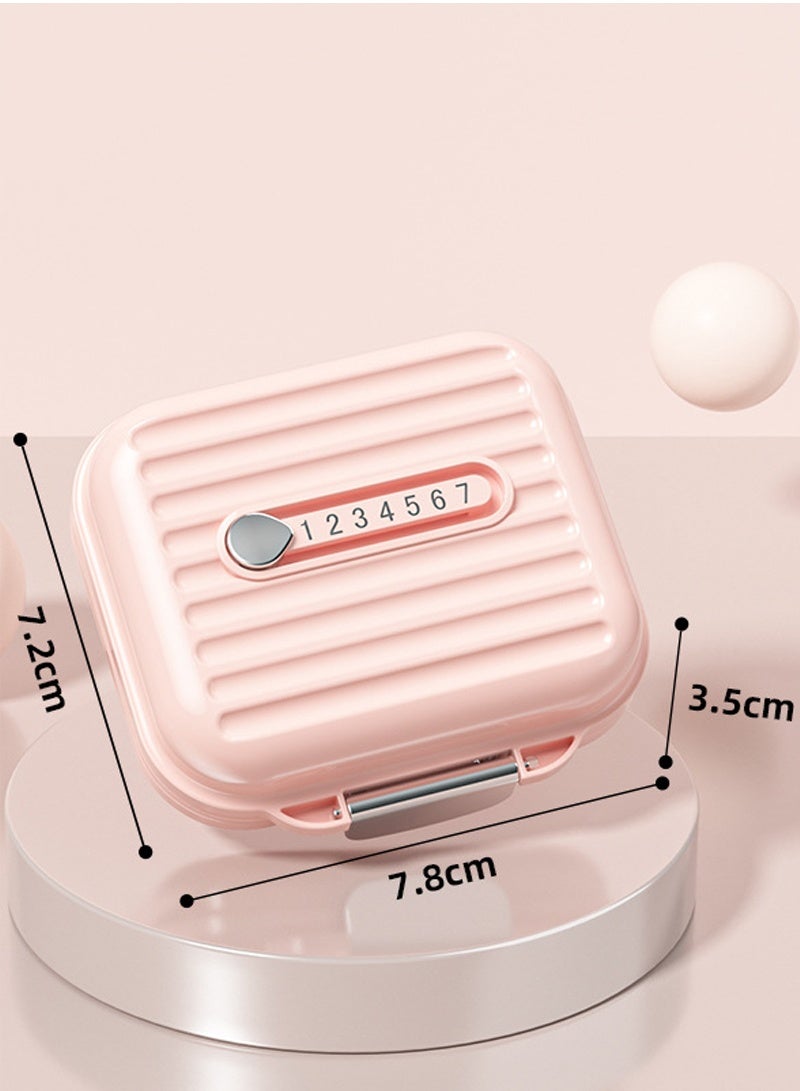 لبونير منظم أقراص للسفر، علبة أقراص محمولة لحفظ الأقراص لمدة 7 أيام علبة أقراص مضادة للرطوبة وحافظة فيتامينات يومية مضادة للرطوبة للفيتامينات والمكملات الغذائية ومتعقب الأدوية (وردي صغير) - Image 4