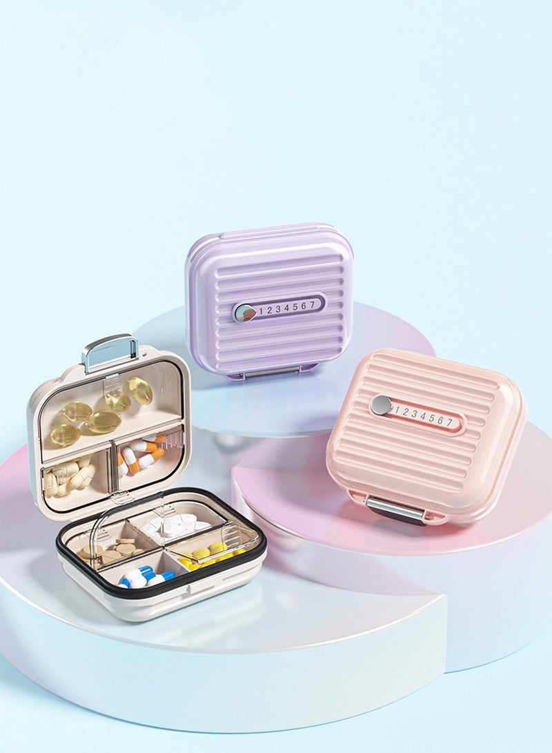 لبونير منظم أقراص للسفر، علبة أقراص محمولة لحفظ الأقراص لمدة 7 أيام علبة أقراص مضادة للرطوبة وحافظة فيتامينات يومية مضادة للرطوبة للفيتامينات والمكملات الغذائية ومتعقب الأدوية (وردي صغير) - Image 3