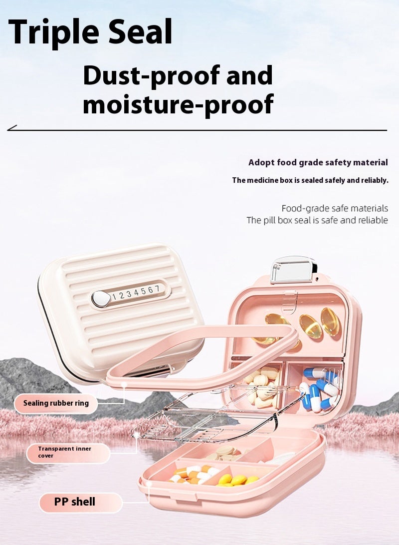 لبونير منظم أقراص للسفر، علبة أقراص محمولة لحفظ الأقراص لمدة 7 أيام علبة أقراص مضادة للرطوبة وحافظة فيتامينات يومية مضادة للرطوبة للفيتامينات والمكملات الغذائية ومتعقب الأدوية (وردي صغير) - Image 2