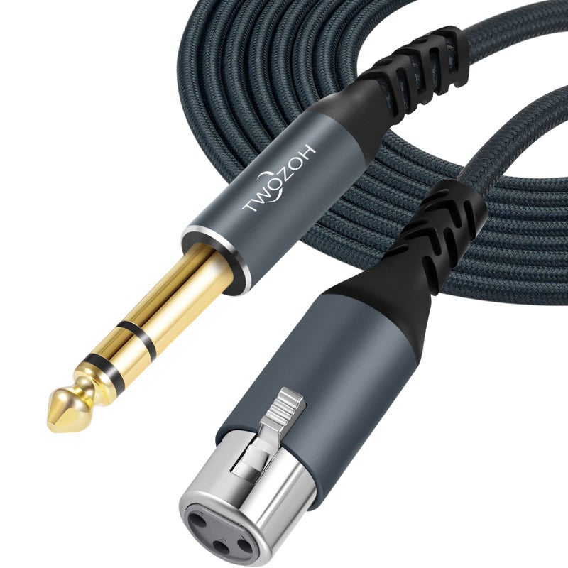 Twozoh XLR Female to 14 TRS Cable 30FT Braided 635mm Stereo Jack Balanced to 3pin XLR Microphone Cable