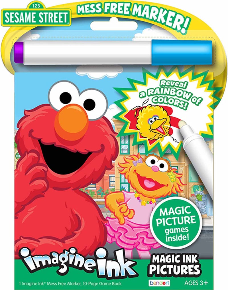 Bendon Sesame Street Elmo Imagine Ink | Sesame Street Coloring Book w/Mess Free Marker | Magic Ink Pictures and Game Book | Officially Licensed