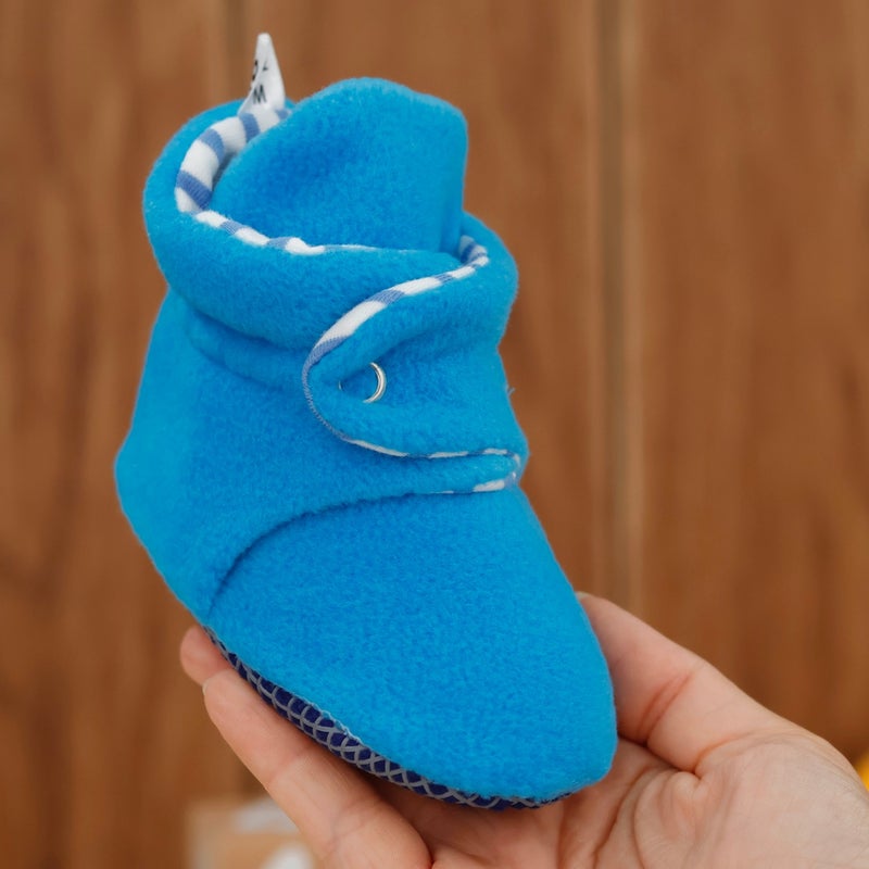Ella Bonna Baby Booties, Non-Slip Sole, Cotton Newborn Slippers, Home Nursery Shoes, Light Blue  - Image 4