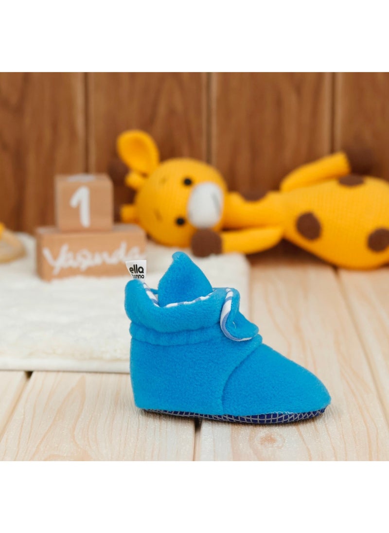 Ella Bonna Baby Booties, Non-Slip Sole, Cotton Newborn Slippers, Home Nursery Shoes, Light Blue  - Image 1