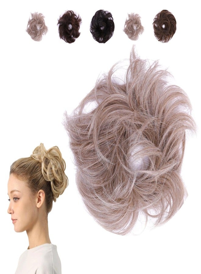 Juvabun Hair Scrunchie, Light Blonde 1 Faux Human Hair, Messy Curly Bun Hairpiece, Washable & Realistic, For Women, Adult, 1 Count, Hair Accessory - Image 1