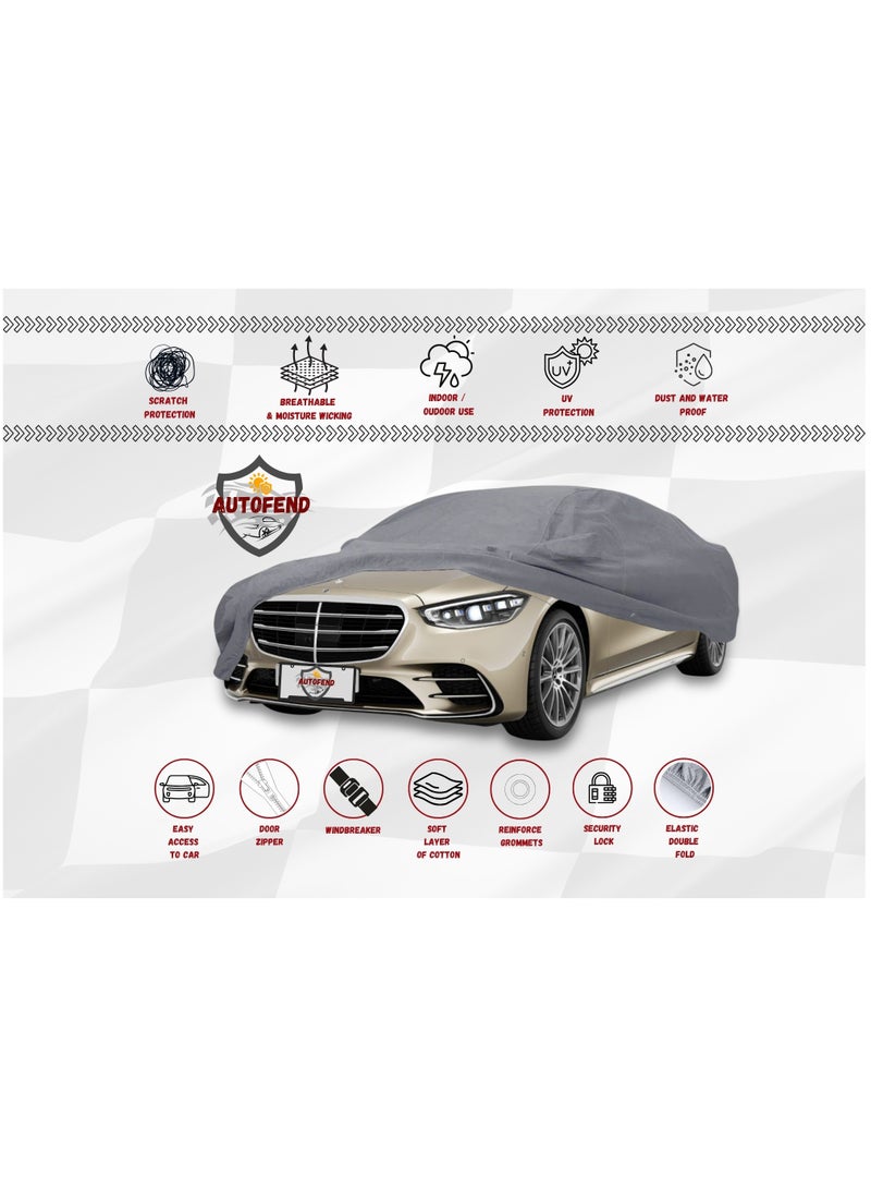 Zipporah All Weather Premium Lightweight 6-Layers Protective Car Cover 210T Compatible for 2018-2025 Mercedes Benz S-Class with Left Driver Side Door Zipper, Security Lock and Mirror Pockets - Image 5