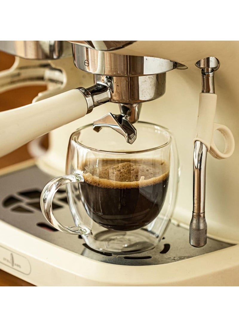 4 Pack Espresso Cups, 80ml Espresso Coffee Cup with Handles, Double Walled Coffee Mug, Insulated Glass Coffee Cups  - Image 4