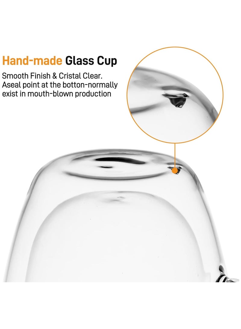 4 Pack Espresso Cups, 80ml Espresso Coffee Cup with Handles, Double Walled Coffee Mug, Insulated Glass Coffee Cups  - Image 5