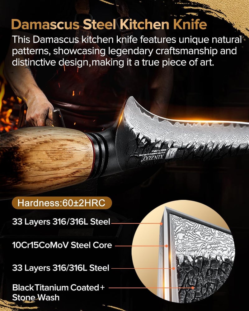 XINZUO 7.5 Inch Fillet Knife For Fish,Damascus Super Steel Boning Knife For Meat Chicken Cutting, Professional Sharp Kitchen Fishing Fillet Knife With Ergonomic Handle - Image 2