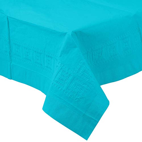Creative Converting Tissue/Poly Tablecover Table Cover, 54" x 108", Bermuda Blue - Image 2