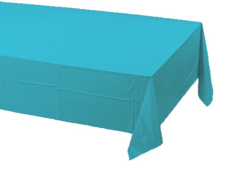Creative Converting Tissue/Poly Tablecover Table Cover, 54" x 108", Bermuda Blue - Image 1