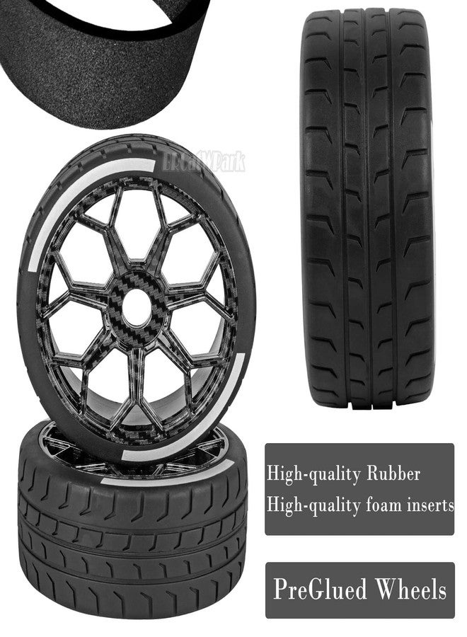 BRCatWPark RC Wheel Highway Tires for 1/7 Felony 6S BLX,4pcs RC Wheel Rims & Rubber Tires,RC Drift Car Wheels and Tires,Carbon Surface(Black) - Image 4