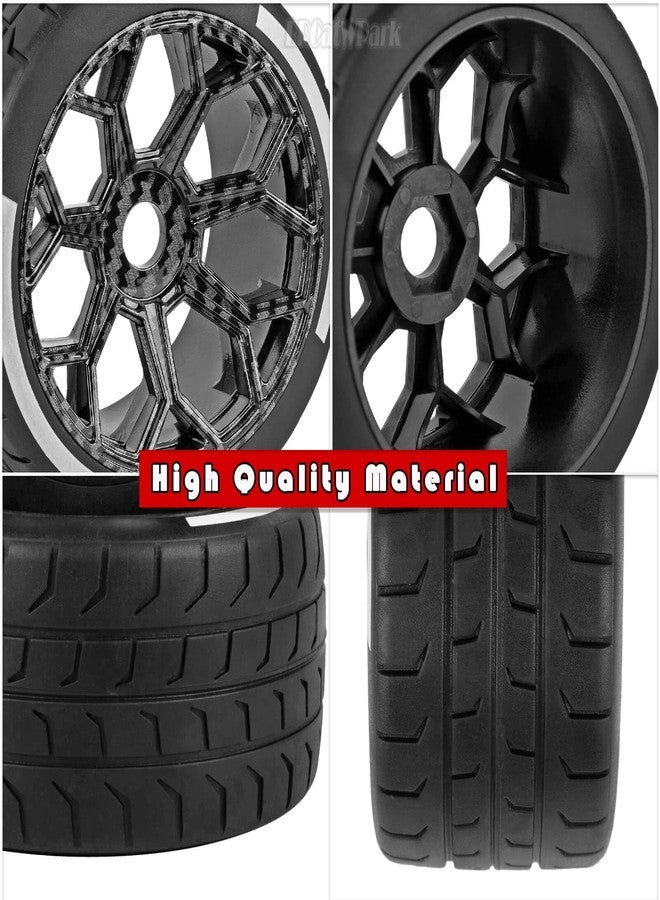 BRCatWPark RC Wheel Highway Tires for 1/7 Felony 6S BLX,4pcs RC Wheel Rims & Rubber Tires,RC Drift Car Wheels and Tires,Carbon Surface(Black) - Image 5
