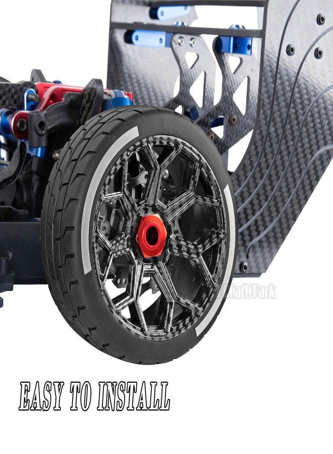 BRCatWPark RC Wheel Highway Tires for 1/7 Felony 6S BLX,4pcs RC Wheel Rims & Rubber Tires,RC Drift Car Wheels and Tires,Carbon Surface(Black) - Image 3