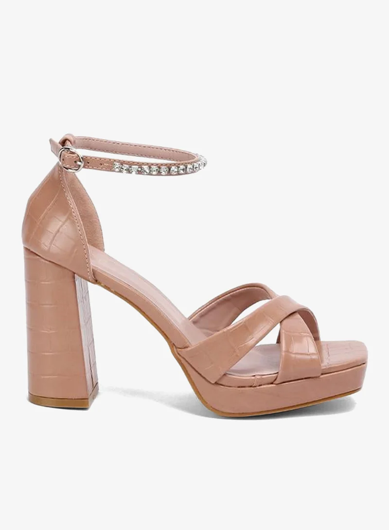 فايور Diamante Buckle Ankle Strap Sandal HL 135