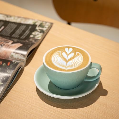 Loveramics Matt Cappuccino Cup, 10 oz Ceramic Latte Art Mug with Saucer, Thick-walled stoneware cup Set, Barista Latte Cup Set for Latte, Cappuccino, Tea - Mineral Colors (Emerald, 10OZ) - Image 4