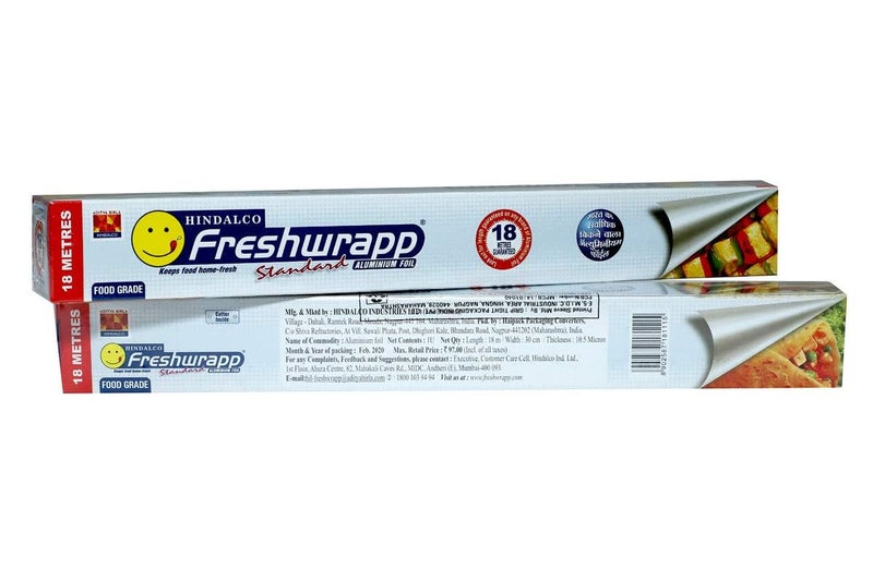 Hindalco Aluminium Foil Paper/foil paper for Kitchen/Eco-Friendly Freshwrapp Aluminium Foil Food wrap/Bacteria Resistant/Disposable/Food Parcel 18 Meter_Silver- Combo Pack of 2 - Image 4