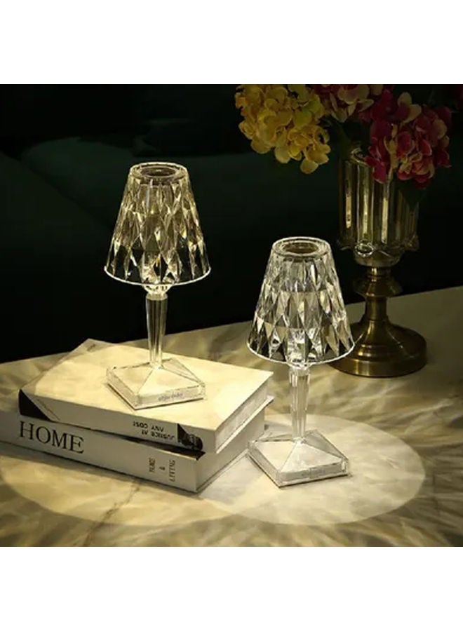 Crystal Diamond USB Table Lamp Bedside Night Mood Light 3 Colours Silver 14cm - Image 2