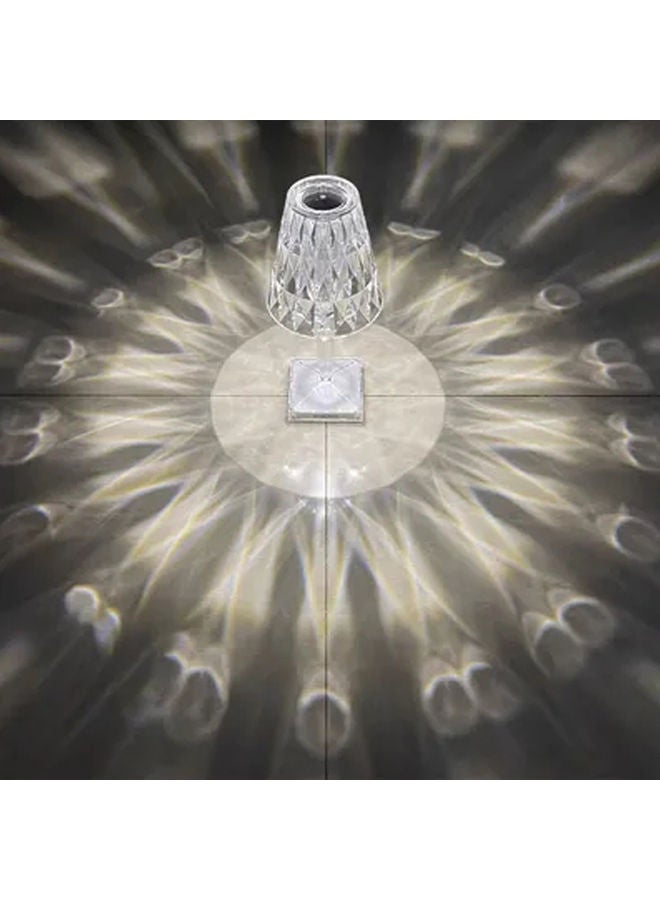 Crystal Diamond USB Table Lamp Bedside Night Mood Light 3 Colours Silver 14cm - Image 1