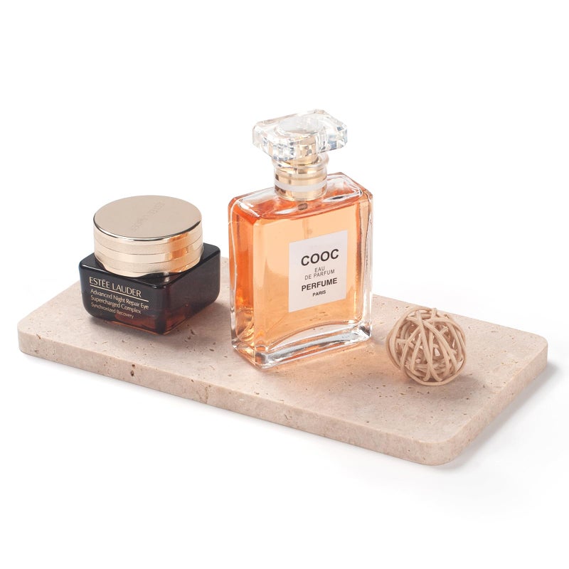 IVAILEX Edgeless Travertine Bathroom Vanity Tray Decorative Rectangular Marble Tray for Countertop Dresser Jewelry Perfume Candle Soap 78inch x 39inch x 04inch - Image 2