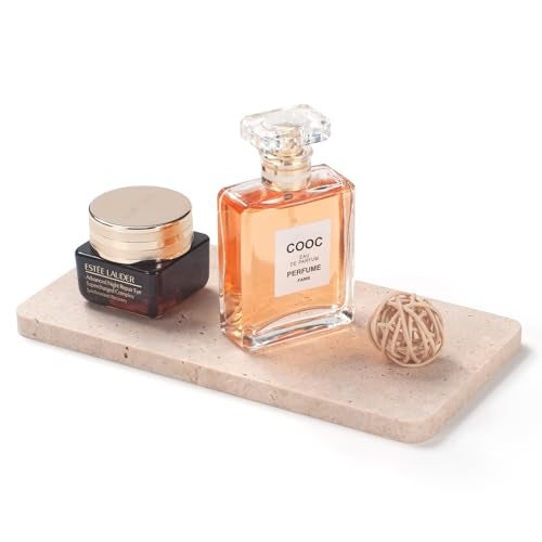 IVAILEX Edgeless Travertine Bathroom Vanity Tray Decorative Rectangular Marble Tray for Countertop Dresser Jewelry Perfume Candle Soap 78inch x 39inch x 04inch - Image 1