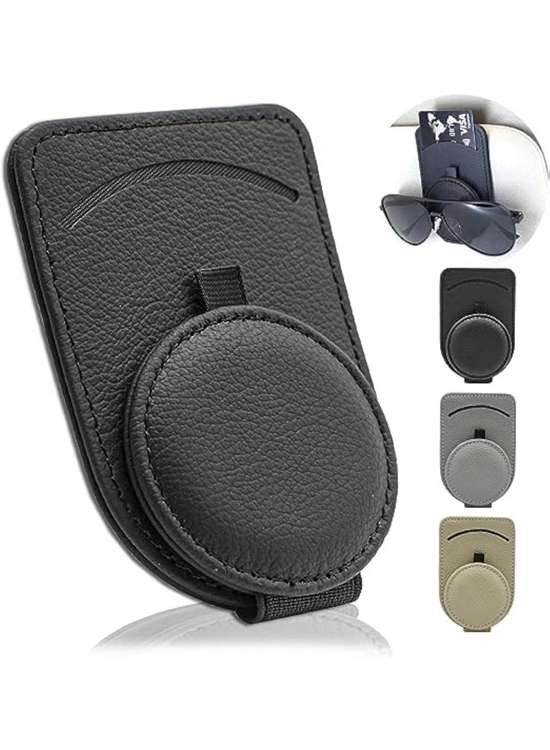 Cazadora Sunglass Holder for Car Visor — Premium Black Leather Sunglasses Holder for Vehicles, Magnetic Adsorption Sunglass Clip for Car Interior Accessories, Secure & Accessible Visor Organizer for Men & Women, Anti-Slip Design, Compact Travel-Friendly Case for Sunglasses & Eyewear, Easy One-Hand Access While Driving, Protects Lenses from Scratches and Bumps, Streamlined Low-Profile Automotive Gadget for Dashboard & Sun Visor, Universal Fit for Most Sunglasses and Reading Glasses, Luxury-Look Car Sunglasses Holder That Fits Visors Without Drilling — Ideal Gift for Drivers, Commuters & Road Trips, Enhances Cabin Organization and Safety - Image 1