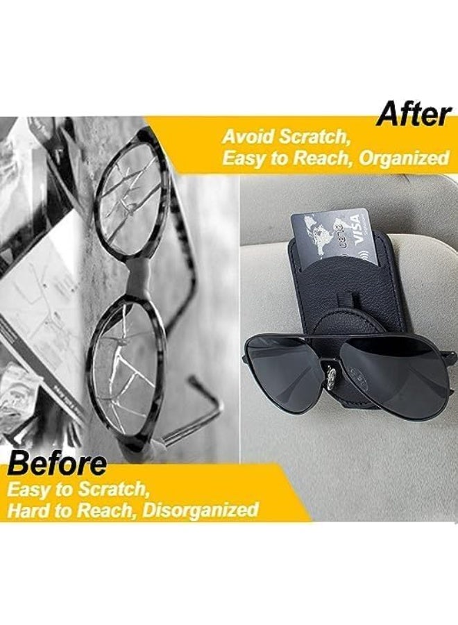 Cazadora Sunglass Holder for Car Visor — Premium Black Leather Sunglasses Holder for Vehicles, Magnetic Adsorption Sunglass Clip for Car Interior Accessories, Secure & Accessible Visor Organizer for Men & Women, Anti-Slip Design, Compact Travel-Friendly Case for Sunglasses & Eyewear, Easy One-Hand Access While Driving, Protects Lenses from Scratches and Bumps, Streamlined Low-Profile Automotive Gadget for Dashboard & Sun Visor, Universal Fit for Most Sunglasses and Reading Glasses, Luxury-Look Car Sunglasses Holder That Fits Visors Without Drilling — Ideal Gift for Drivers, Commuters & Road Trips, Enhances Cabin Organization and Safety - Image 2