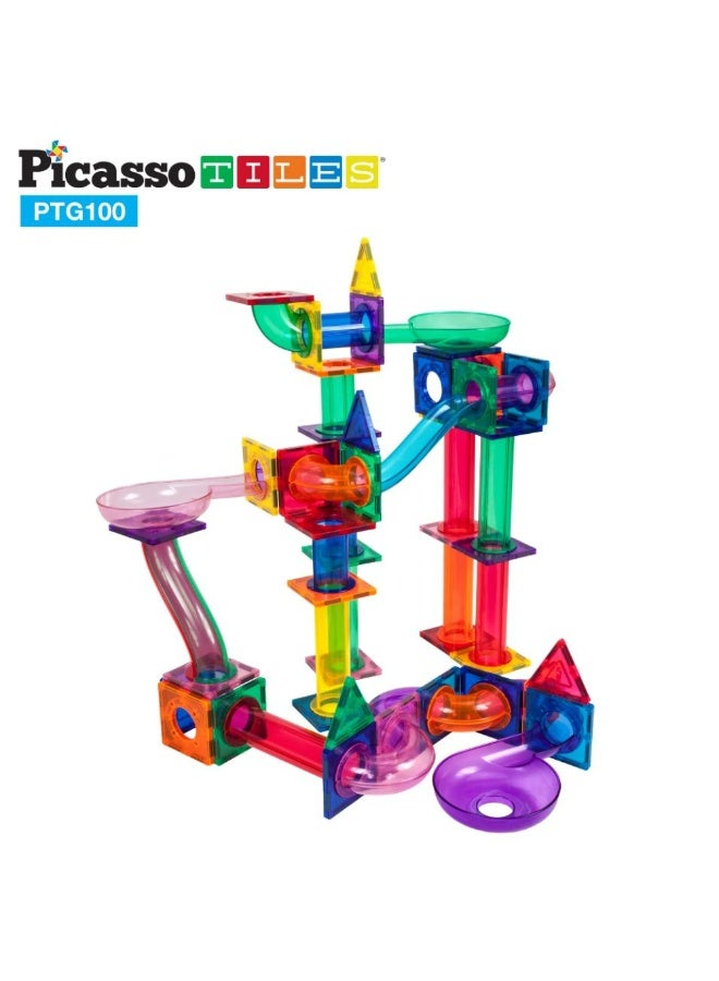 PicassoTiles مجموعة بيكاسو تايلز للسباق المغناطيسي 100 قطعة | بلاطات مغناطيسية | ألعاب STEM | مجموعة ألعاب تعليمية | كتل تكديس | تعزيز مهارات حل المشكلات والمهارات الحركية الدقيقة | تحسين التنسيق والإبداع | هدية للأطفال والرضع | مجموعة بناء لتطوير عقل الطفل - Image 2