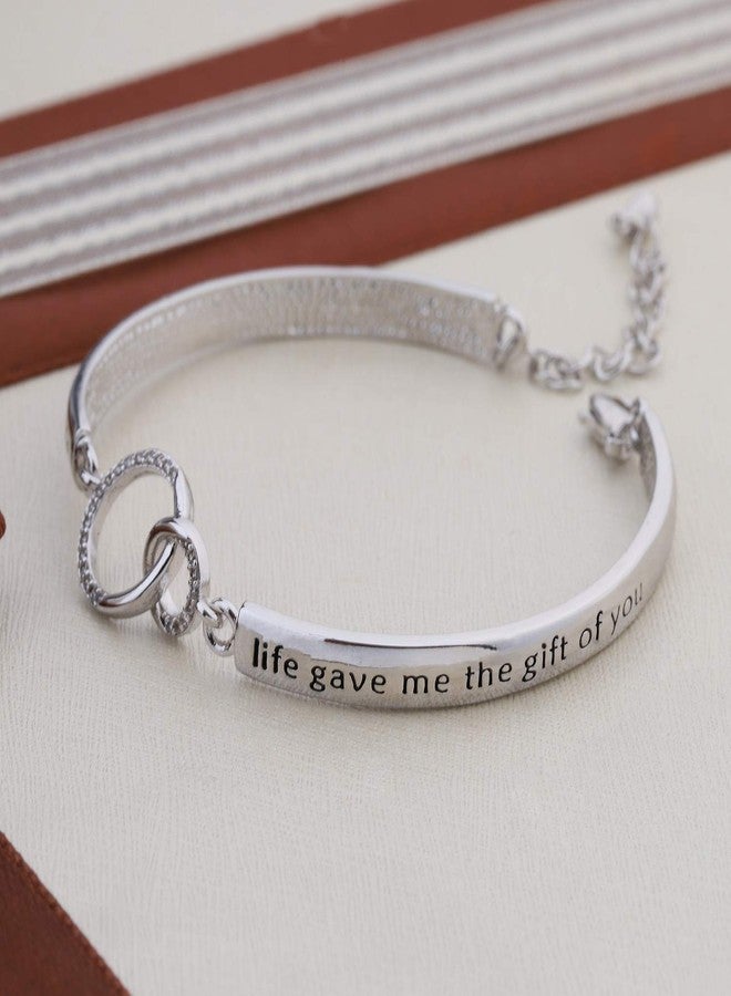 Gzrlyf Stepdaguther Bracelet Bonus Daughter Gifts for Daughter in Law Stepdaughter Wedding Gifts I Didn't Give You the Gift of Life Life Gave Me the Gift of You (White Gold) - Image 4