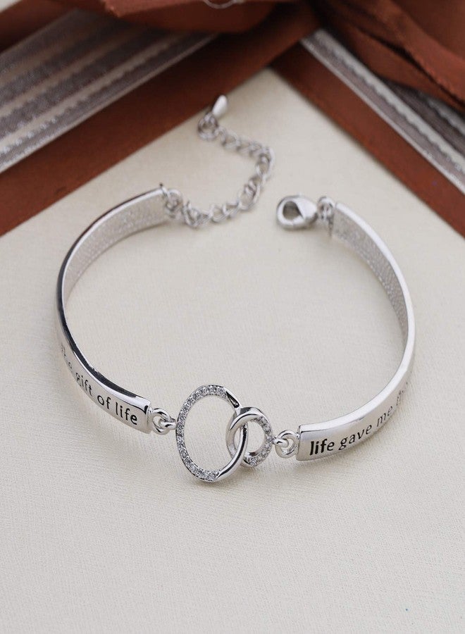 Gzrlyf Stepdaguther Bracelet Bonus Daughter Gifts for Daughter in Law Stepdaughter Wedding Gifts I Didn't Give You the Gift of Life Life Gave Me the Gift of You (White Gold) - Image 2
