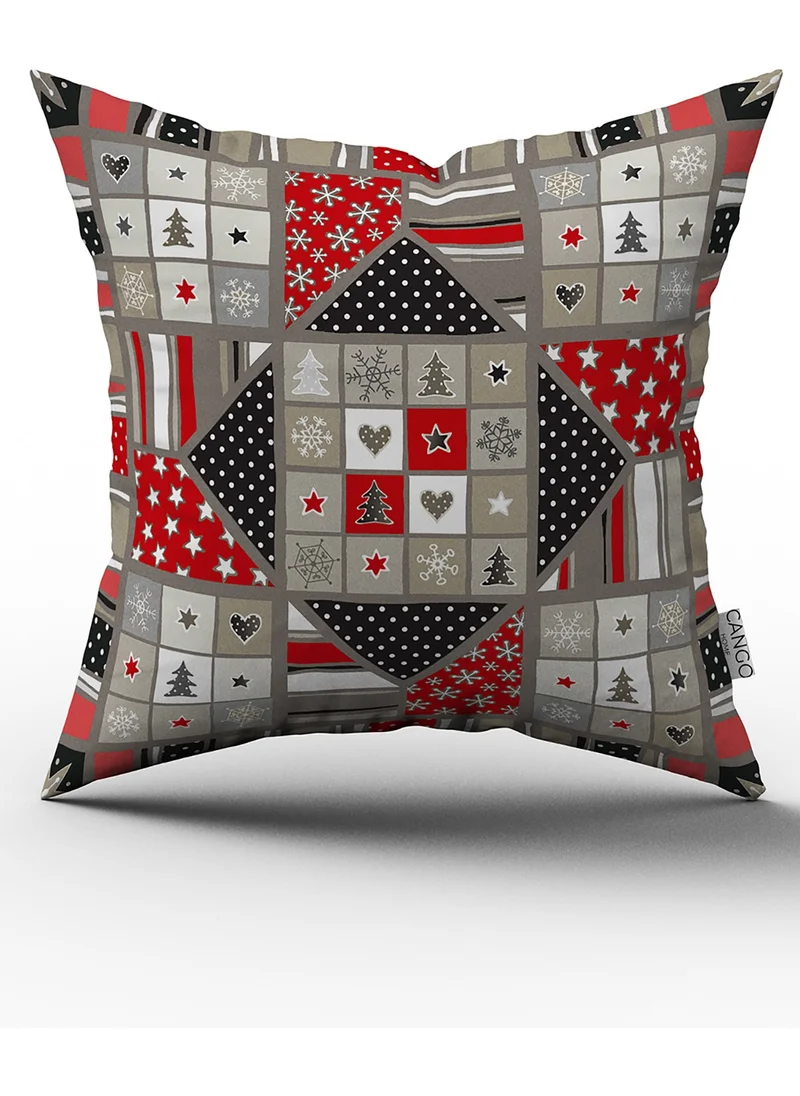 Cango Home Red Gray Christmas Themed Digital Printed Throw Pillow Cover CGH822