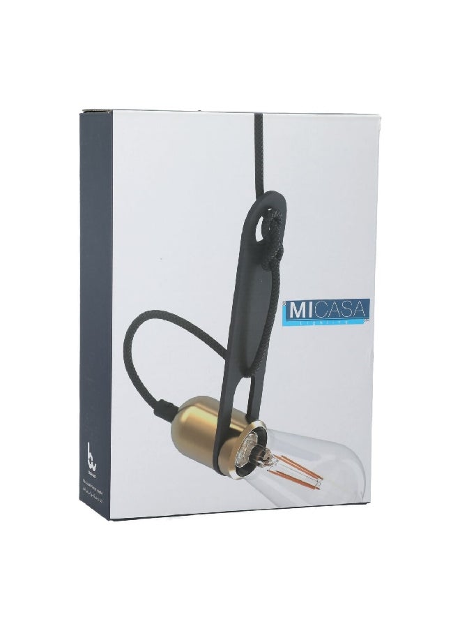 Micasa 60W E27 Base Decorative Pendant Light Lamp Holder Without Bulb Black And Brass 24.5 X 17.6 X 7.2 Cm ‎8679070-A  - Image 3