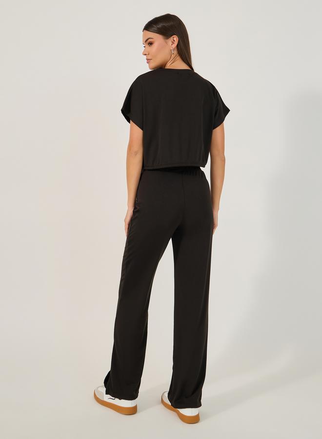 ستايلي طقم بلوزة قصيرة وبنطلون واسع الساق - Image 4