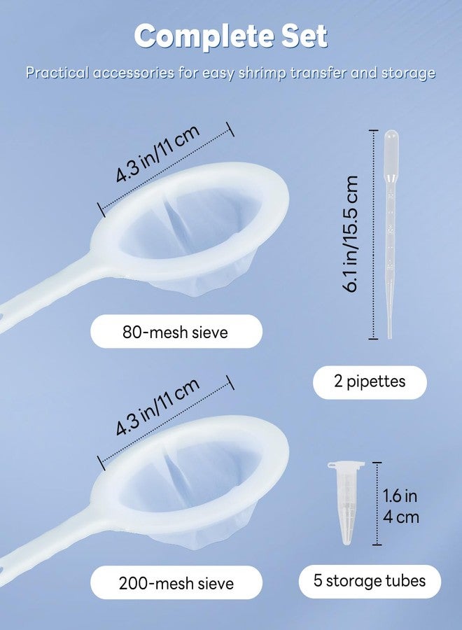 باوفلي شبكة جمع الروبيان الملحي من باوفلاي (عبوتان) - منخل 80 و200 ميكرومتر للمفرخات، أرتيميا ناعمة مع ماصتين و5 أنابيب تخزين، شبكة تجميع كثيفة بمقبض - Image 4