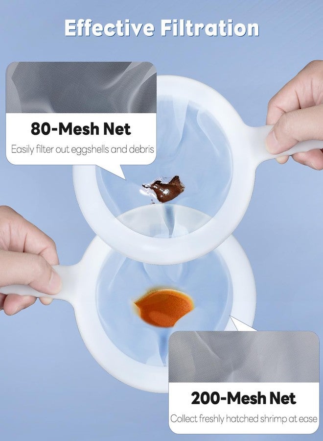 باوفلي شبكة جمع الروبيان الملحي من باوفلاي (عبوتان) - منخل 80 و200 ميكرومتر للمفرخات، أرتيميا ناعمة مع ماصتين و5 أنابيب تخزين، شبكة تجميع كثيفة بمقبض - Image 2