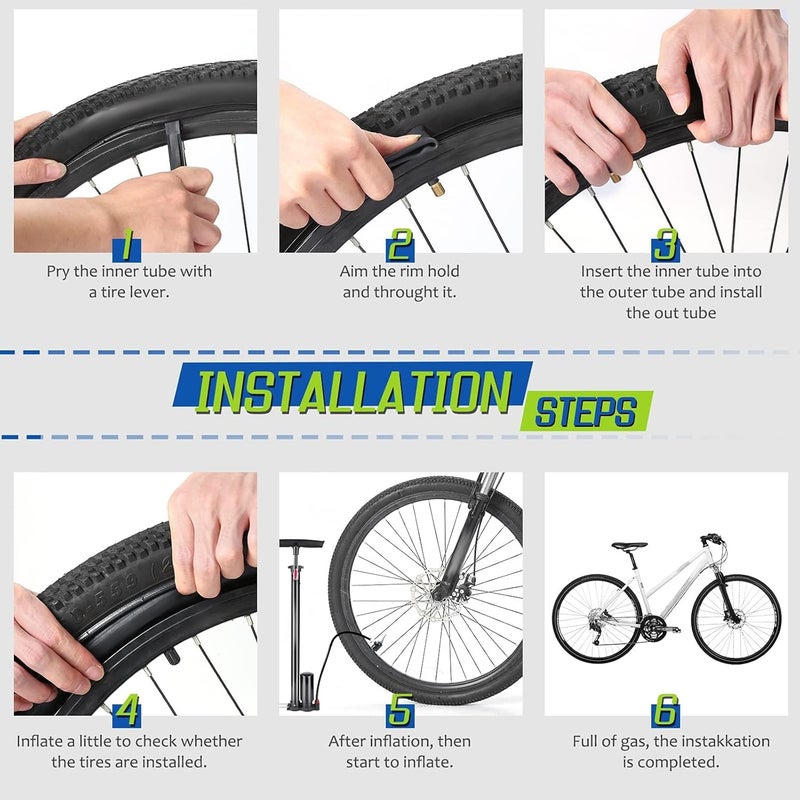 Azonee 2 Pcs 24" Bicycle Tubes, 24x1.75-2.125 Inches Bicycle Tube with 2 Tire Levers Butyl Rubber Bike Inner Tube with 32mm Schrader Valve for Road/MTB/Kids Bike - Image 5
