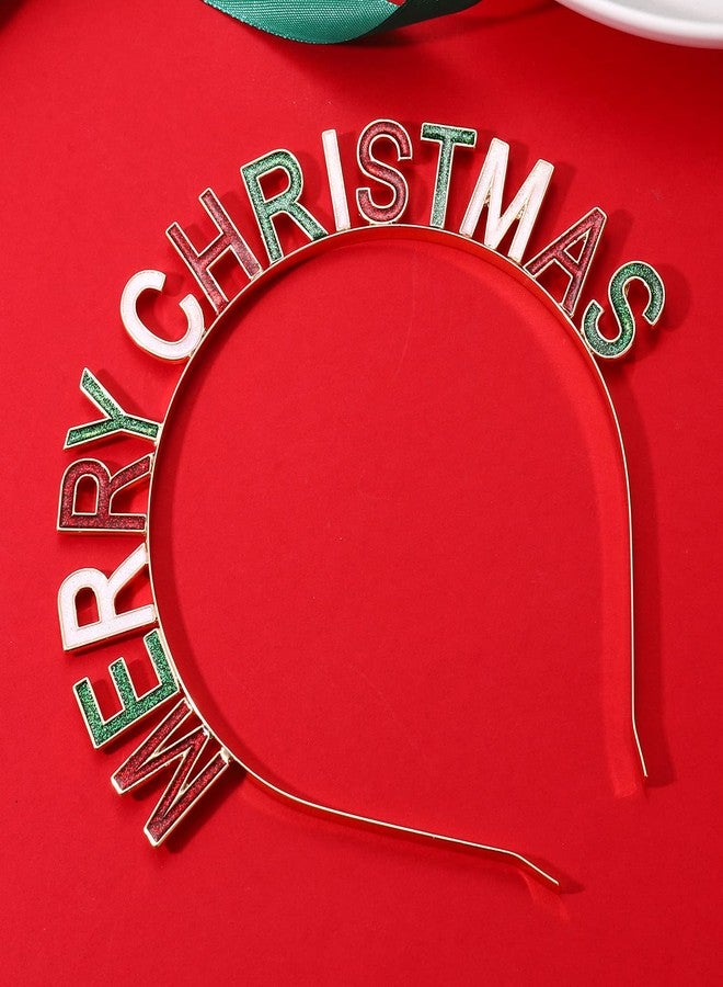 boderier Christmas Headbands for Women Beaded Christmas Tree Headband Glitter MERRY CHRISTMASS Tiara Headband Xmas Festive Party Hair Accessories Gifts - Image 3