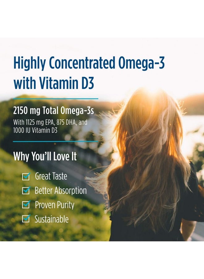 NORDIC NATURALS - Proomega 2000D Fish Oil 1125 Mg Epa 875 Mg Dha 1000 Iu Vitamin D3 Cardiovascular Neurological Eye And Immune Health Lemon Flavor 60 Soft Gels - Image 1