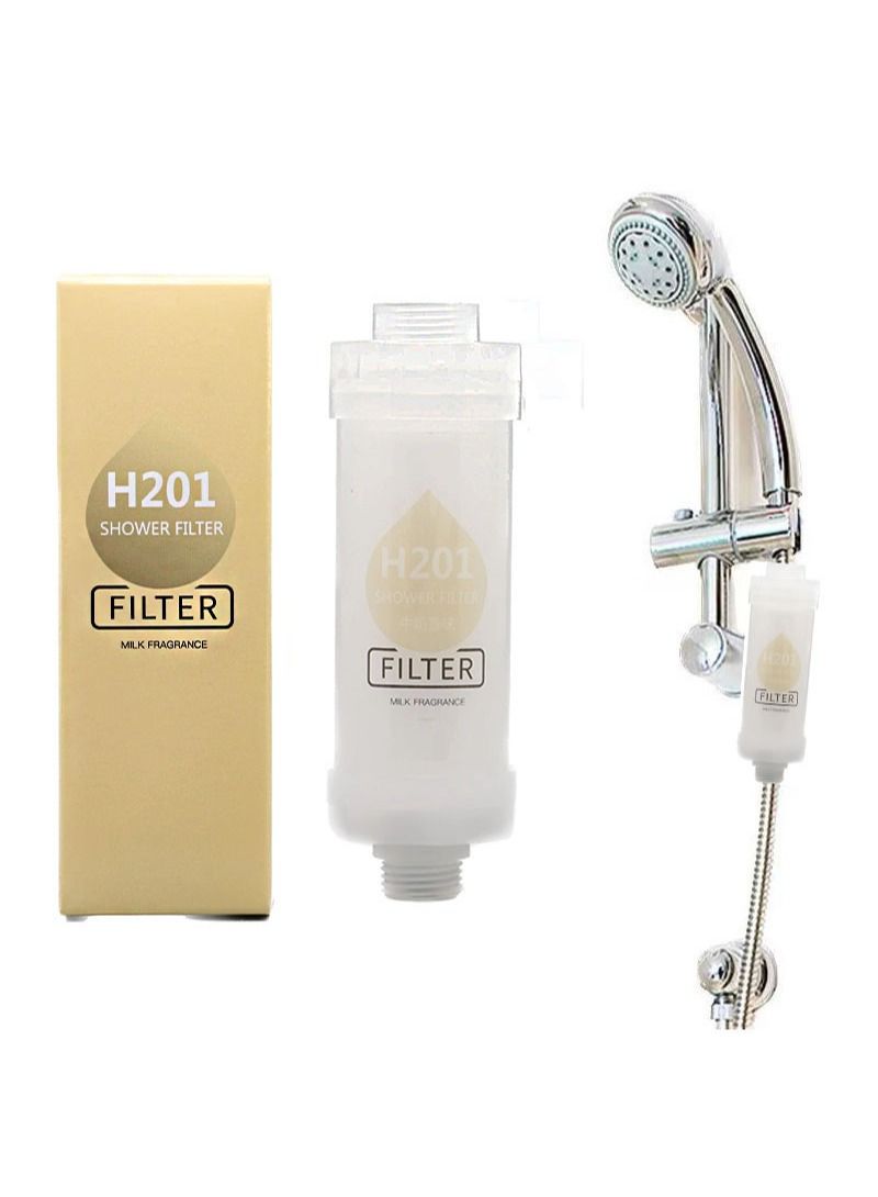 Shower Soaker, Vitamin C Head Filter, Hard Water Softener, Chlorine and Fluoride Purification Filtration with Beads, Healthy Skin, Easy Install (milk flavor)
