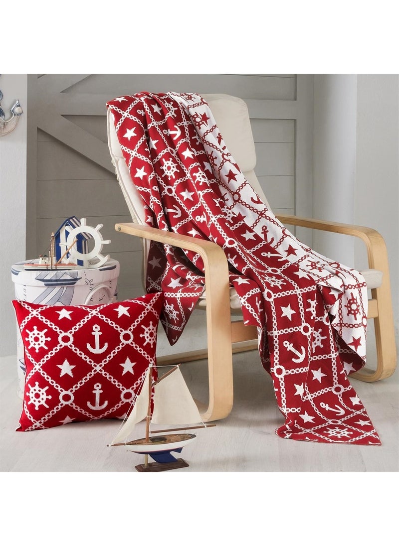 Miespiga Marine Pattern Knitwear Blanket Sofa Throw and Throw Pillow Cover Set  - Image 1